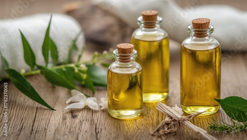 Natural oils in glass bottl...