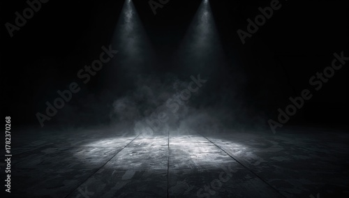 Dark studio space featuring...