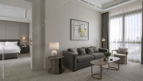 Upscale living room in a pl...