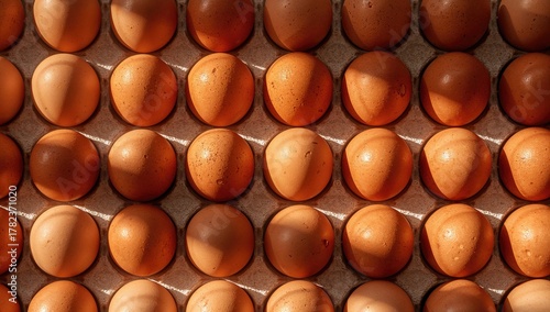 Eggs in shells arranged on ...
