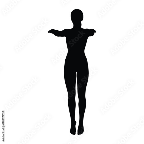 Silhouette of a woman with arms extended sideways female