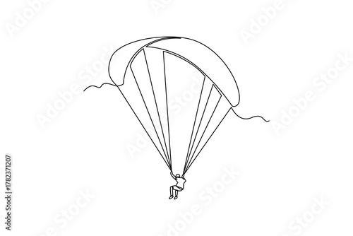 Simple continuous line drawing of all about paragliding activity. simple line, creativity designer. Vector, Designer.