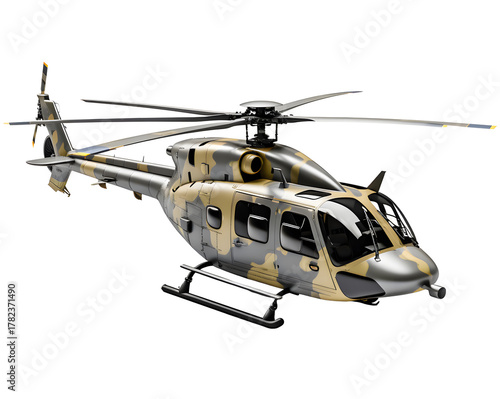 military helicopter, isolated background.