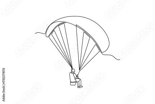 Simple continuous line drawing of all about paragliding activity. simple line, creativity designer. Vector, Designer.
