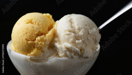 Ice cream presented against...