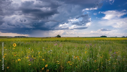 Sunny Scene with Storm Clou...