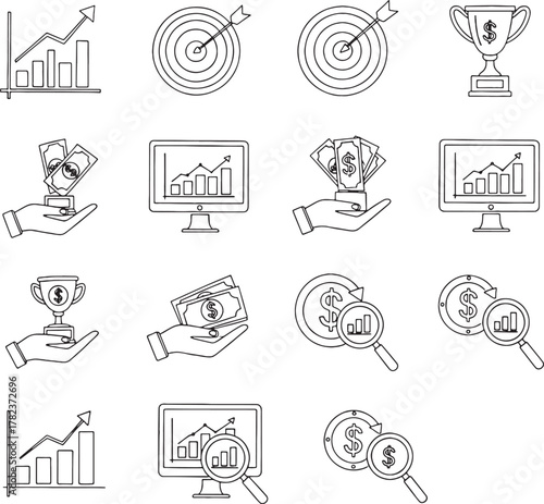 Hand drawn business and finance icons