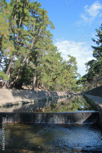 秋の夙川の清き流れ(兵庫県西宮市)