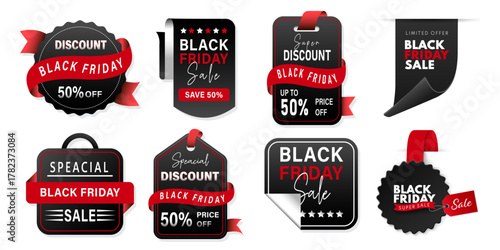 Black Friday sale Vector Tag for Exclusive Deals, black friday discount offer badges and labels design	
