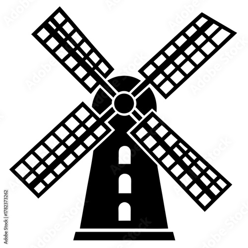 windmill silhouette vector