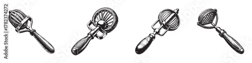 Vintage kitchen utensils a nostalgic collection of pastry tools showcasing intricate designs.