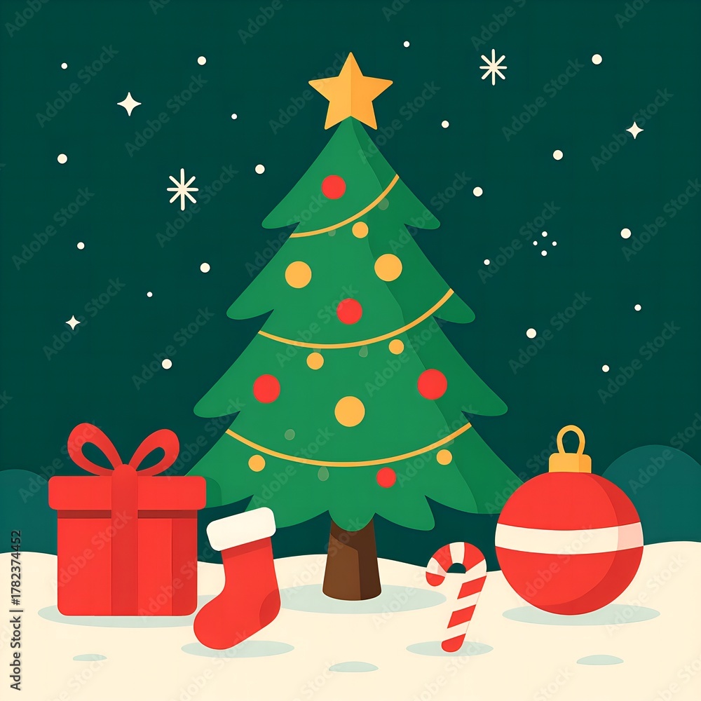 Obraz premium Christmas Winter Holiday Celebration Illustration
