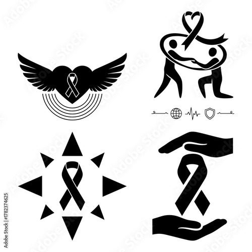 Mourning ribbon designs, symbolizing support and remembrance