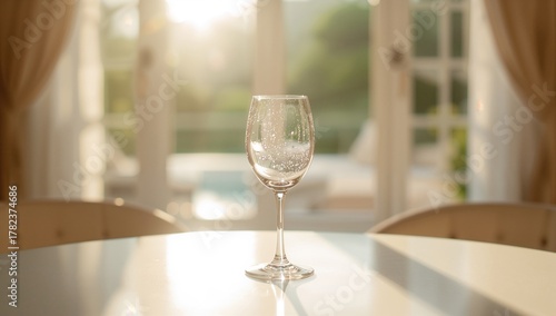 Empty wine glass illuminate...