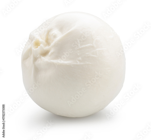 Ball of mozzarella or burrata cheese on white background. File clipping path.