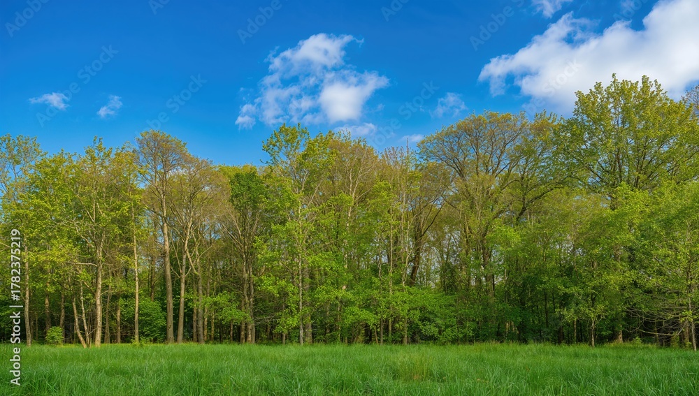 Fototapeta premium Lush Green Forest with Dense Tree Coverage, Preservation