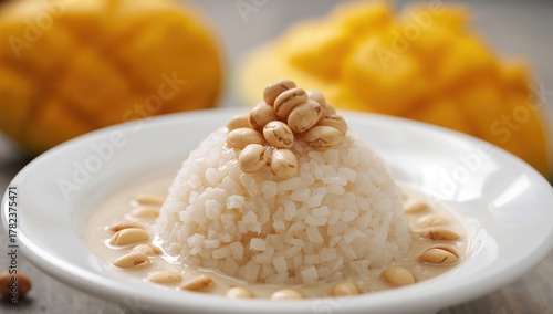 Sticky rice garnished with ...