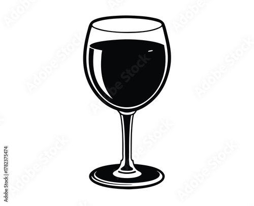 Elegant Wine Glass Silhouette on White Background Stock Image