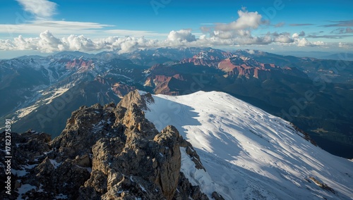 Aerial view of a snowy moun...