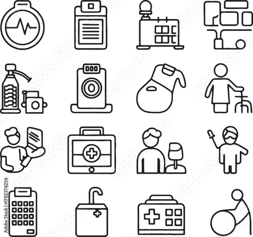 Medical and healthcare icons with