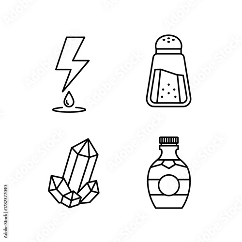 Elements representing hydration including salt, water, and minerals  