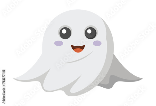 Cute Cartoon Ghost Illustration with Happy Expression for Halloween Season