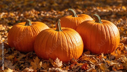 Large ripe pumpkins basking...