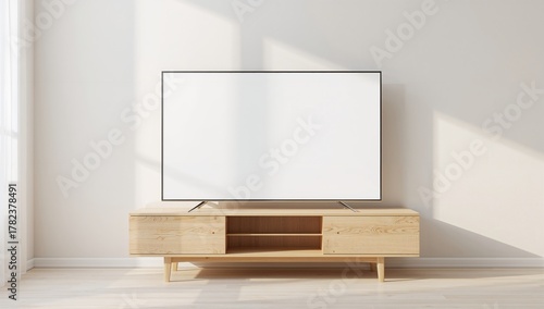 Light wooden TV cabinet fea...