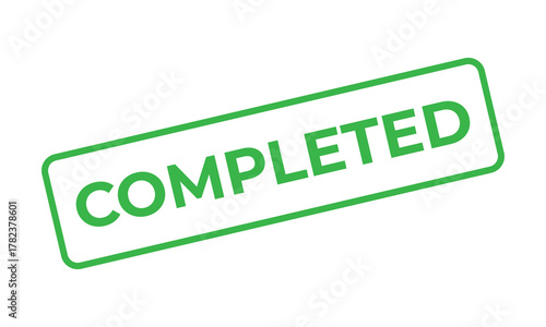Green “COMPLETED” stamp text on a white background symbolizing task done, project finished, achievement, or success. Ideal for productivity, workflow, and business completion concepts.