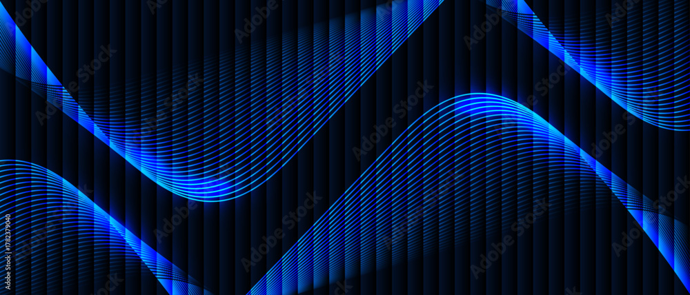 Naklejka premium Abstract Blue Wave Line Flow Digital Background, Modern, futuristic, and elegant design suitable for technology, sound wave, data visualization, and graphic design concepts.