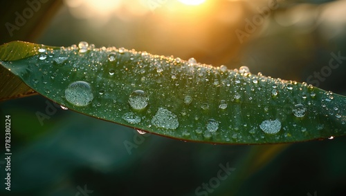 Morning dew on banana leave...