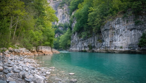A scenic river meanders bes...