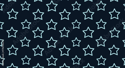 Glimmering light blue stars with a chalk-like texture are arranged in a neat grid, creating a magical seamless pattern on a dark background.