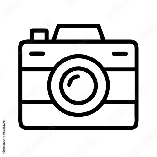 Simple line art icon of a camera vector