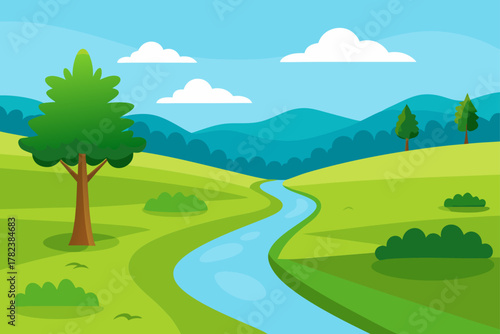 landscape with trees and mountains