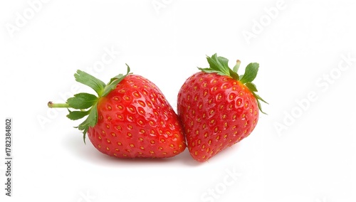 A pair of strawberries on a...