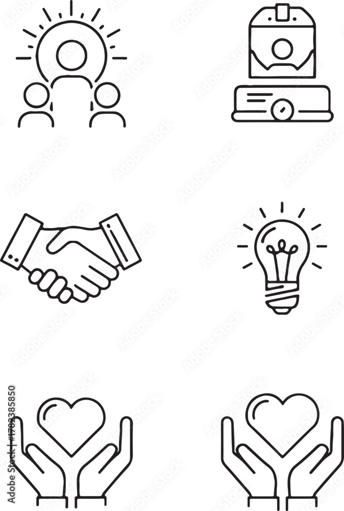 Fototapeta premium Set of six business and finance icons