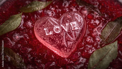 Frozen heart shape on jelly...