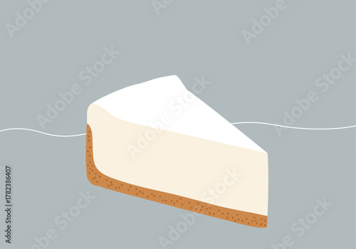 Indulgent slice of classic cheesecake presented in a clean, minimalist vector illustration style against a simple background