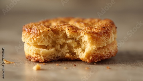 A partially consumed slice of bread, sweet flavor profile, ideal for snack options