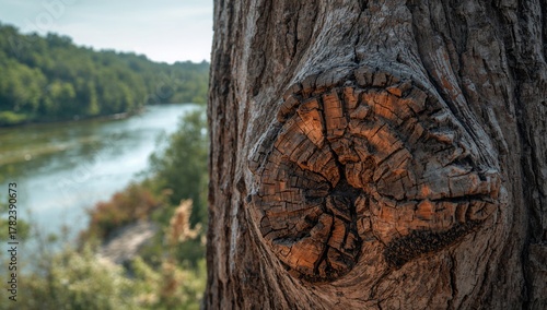 Closeup of an aged tree bar...