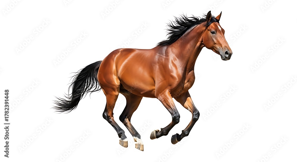 Naklejka premium Running horse isolated on white background dynamic motion equine animal