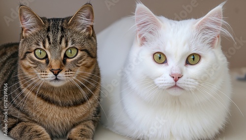 White Fluffy Cat with Stripes