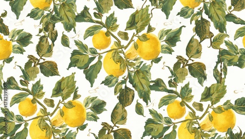 Branches of juicy lemons in...