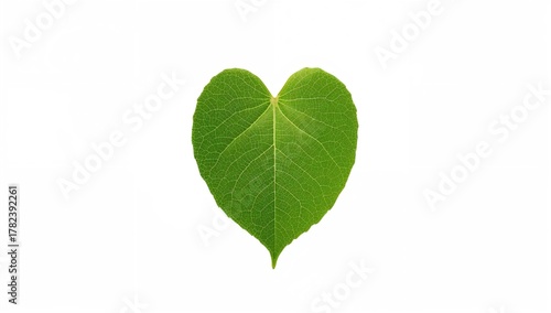 Heart-shaped leaf on a whit...