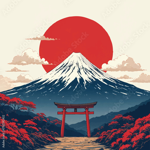 mount fuji and cherry blossoms