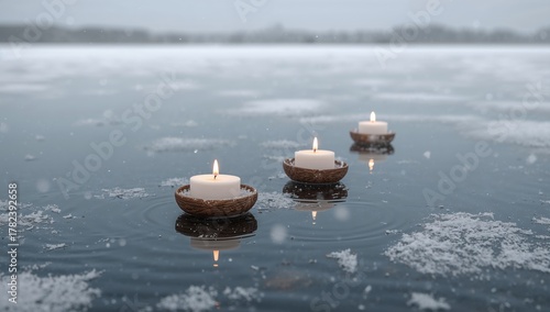 Christmas candles floating ...
