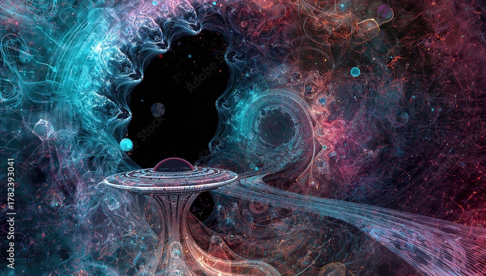 Fototapeta premium Fractal abstraction in vibrant hues, exploring geometric patterns and visual complexity