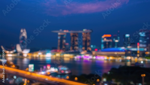 Blurred night lights of a c...