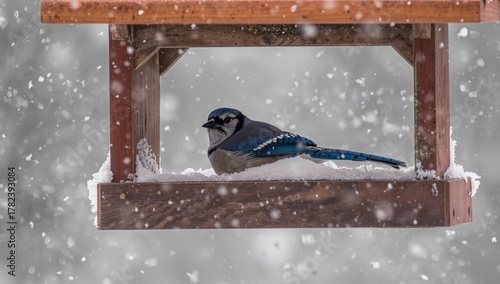 A vibrant blue jay perched ...